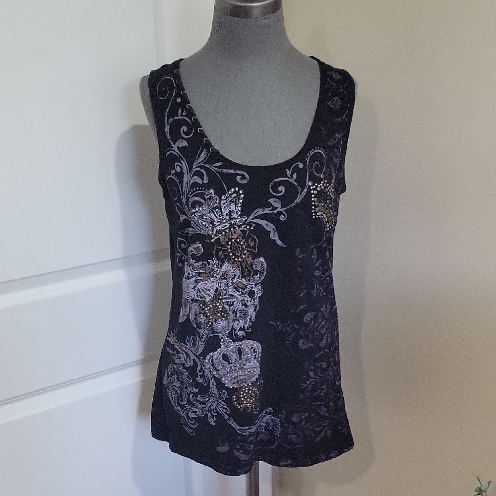 RXB Black and Gold Embellished Tank Top